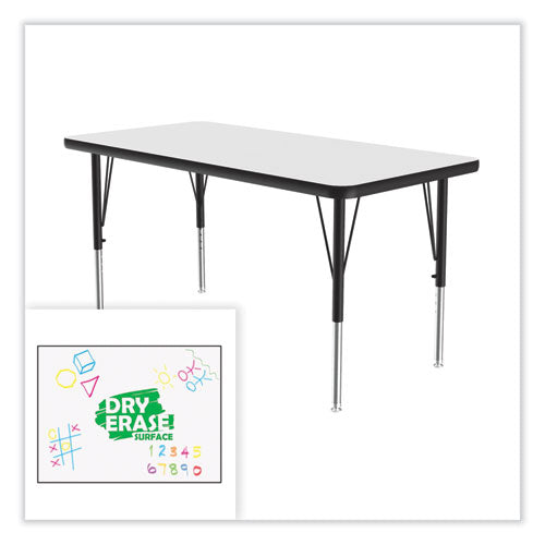 Markerboard Activity Tables, Rectangular, 60" X 24" X 19" To 29", White Top, Black Legs, 4/pallet, Ships In 4-6 Business Days