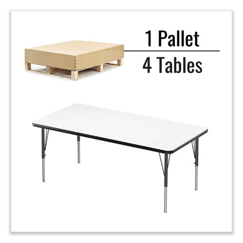 Markerboard Activity Tables, Rectangular, 60" X 30" X 19" To 29", White Top, Black Legs, 4/pallet, Ships In 4-6 Business Days