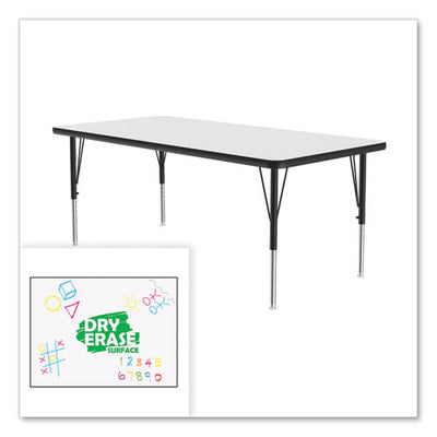 Markerboard Activity Tables, Rectangular, 60" X 30" X 19" To 29", White Top, Black Legs, 4/pallet, Ships In 4-6 Business Days