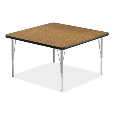 Adjustable Activity Tables, Square, 48" X 48" X 19" To 29", Medium Oak Top, Silver Legs, 4/pallet, Ships In 4-6 Business Days