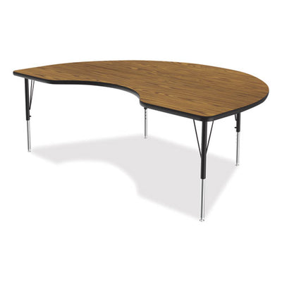 Adjustable Activity Tables, Kidney Shape, 72" X 48" X 19" To 29", Oak Top, Black Legs, 4/pallet, Ships In 4-6 Business Days