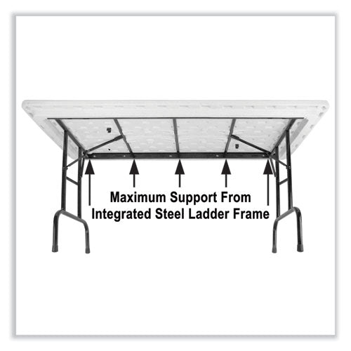 Adjustable Folding Table, Rectangular, 48" X 24" X 22" To 32", Mocha Top, Brown Legs, /pallet, Ships In 4-6 Business Days