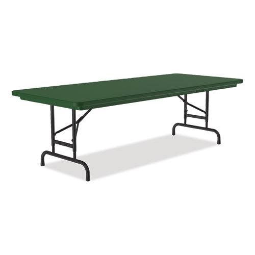 Adjustable Folding Tables, Rectangular, 60" X 30" X 22" To 32", Green Top, Black Legs, 4/pallet, Ships In 4-6 Business Days