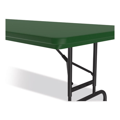 Adjustable Folding Tables, Rectangular, 60" X 30" X 22" To 32", Green Top, Black Legs, 4/pallet, Ships In 4-6 Business Days