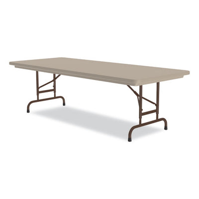 Adjustable Folding Tables, Rectangular, 72" X 30" X 22" To 32", Mocha Top, Brown Legs, 4/pallet, Ships In 4-6 Business Days