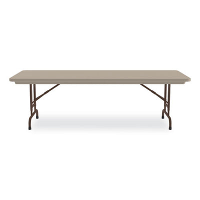 Adjustable Folding Tables, Rectangular, 96" X 30" X 22" To 32", Mocha Top, Brown Legs, 4/pallet, Ships In 4-6 Business Days