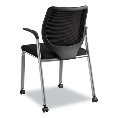 Nucleus Series Multipurpose Stacking Chair With Ilira-stretch M4 Back, Supports Up To 300 Lb, Black Seat/back, Platinum Base