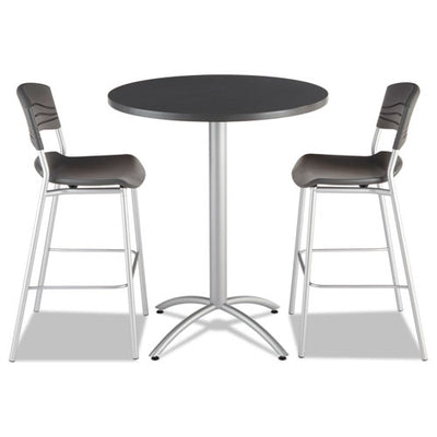 Cafeworks Table, Bistro-height, Round, 36" X 42", Graphite Granite Top, Silver Base