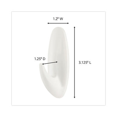General Purpose Designer Hooks, Medium, Plastic, White, 3 Lb Capacity, 50 Hooks And 50 Strips/carton