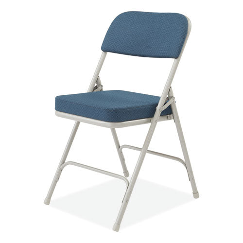 3200 Series Fabric Dual-hinge Folding Chair, Supports 300 Lb, Regal Blue Seat/back, Gray Base, 2/ct, Ships In 1-3 Bus Days