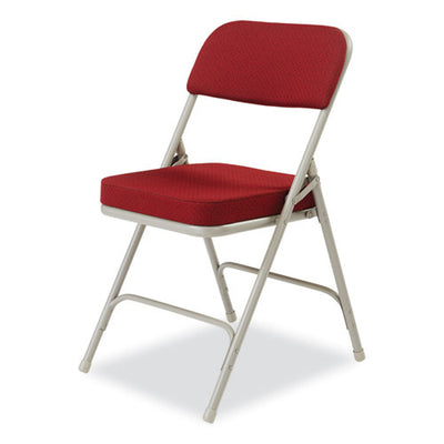 3200 Series Premium Fabric Dual-hinge Folding Chair, Supports 300lb, Burgundy Seat/back, Gray Base,2/ct,ships In 1-3 Bus Days