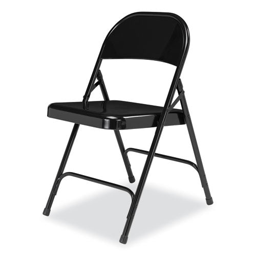 50 Series All-steel Folding Chair, Supports 500 Lb, 16.75" Seat Height, Black Seat/back/base, 4/ct,ships In 1-3 Business Days