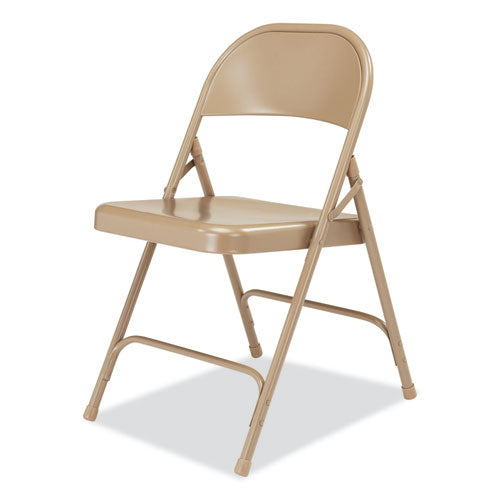 50 Series All-steel Folding Chair, Supports 500 Lb, 16.75" Seat Ht, Beige Seat/back, Beige Base, 4/ct, Ships In 1-3 Bus Days