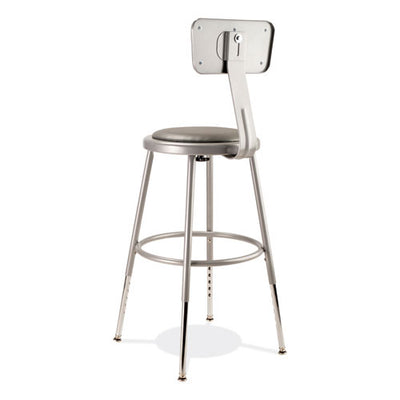 6400 Series Height Adjustable Heavy Duty Padded Stool W/backrest, Supports 300lb, 19"-27" Seat Ht, Gray,ships In 1-3 Bus Days