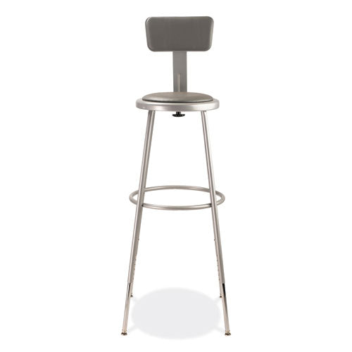 6400 Series Height Adjustable Heavy Duty Padded Stool W/backrest, Supports 300lb, 32"-39" Seat Ht, Gray,ships In 1-3 Bus Days