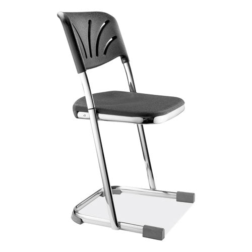 6600 Series Elephant Z-stool With Backrest, Supports 500 Lb, 18" Seat Ht, Black Seat/back, Chrome Frame,ships In 1-3 Bus Days