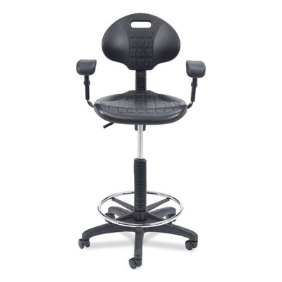 6700 Series Polyurethane Adj Height Task Chair W/arms, Supports 300lb, 22"-32" Seat Ht, Black Seat/base,ships In 1-3 Bus Days