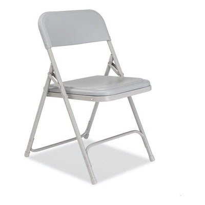 800 Series Premium Plastic Folding Chair, Supports 500 Lb, 18" Seat Ht, Gray Seat/back, Gray Base, 4/ct,ships In 1-3 Bus Days