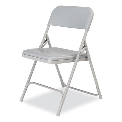 800 Series Premium Plastic Folding Chair, Supports 500 Lb, 18" Seat Ht, Gray Seat/back, Gray Base, 4/ct,ships In 1-3 Bus Days