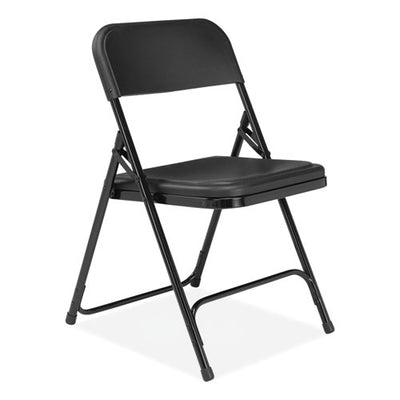 800 Series Plastic Folding Chair, Supports 500lb, 18" Seat Height, Black Seat/back, Black Base, 4/ct, Ships In 1-3 Bus Days