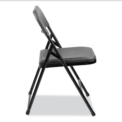 800 Series Plastic Folding Chair, Supports 500 Lb, 18" Seat Ht, Charcoal Seat/back, Black Base, 4/ct, Ships In 1-3 Bus Days