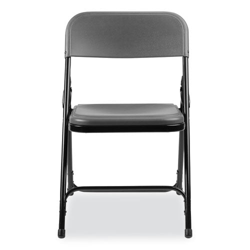 800 Series Plastic Folding Chair, Supports 500 Lb, 18" Seat Ht, Charcoal Seat/back, Black Base, 4/ct, Ships In 1-3 Bus Days