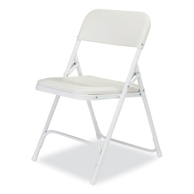 800 Series Plastic Folding Chair, Supports 500 Lb, 18" Seat Ht, Bright White Seat, White Base, 4/ct, Ships In 1-3 Bus Days