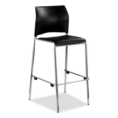 Cafetorium Bar Height Stool, Padded Seat/back, Supports 500lb, 31" Seat Ht, Black Seat/back,chrome Base,ships In 1-3 Bus Days