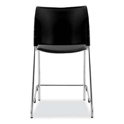 Cafetorium Counter Height Stool, Padded, Supports 300lb, 24" Seat Height, Black Seat/back, Chrome Base, Ships In 1-3 Bus Days