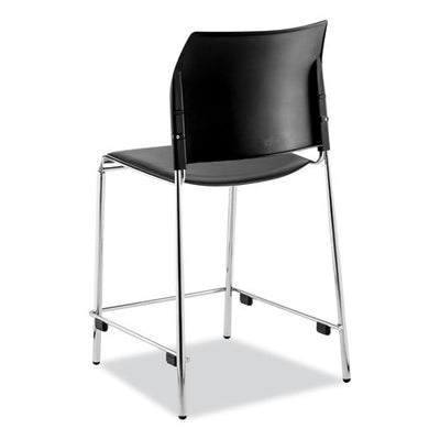 Cafetorium Counter Height Stool, Padded, Supports 300lb, 24" Seat Height, Black Seat/back, Chrome Base, Ships In 1-3 Bus Days
