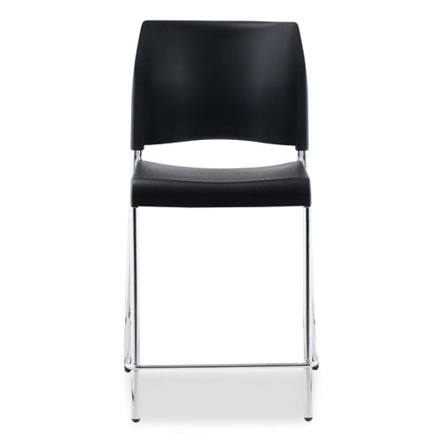 Cafetorium Counter Height Stool, Supports Up To 300 Lb, 24" Seat Height, Black Seat/back, Chrome Base, Ships In 1-3 Bus Days
