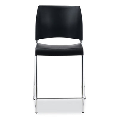 Cafetorium Counter Height Stool, Supports Up To 300 Lb, 24" Seat Height, Black Seat/back, Chrome Base, Ships In 1-3 Bus Days