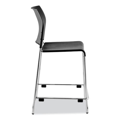 Cafetorium Counter Height Stool, Supports Up To 300 Lb, 24" Seat Height, Black Seat/back, Chrome Base, Ships In 1-3 Bus Days
