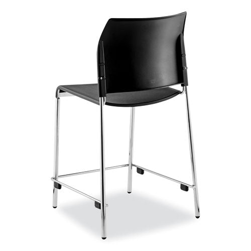 Cafetorium Counter Height Stool, Supports Up To 300 Lb, 24" Seat Height, Black Seat/back, Chrome Base, Ships In 1-3 Bus Days