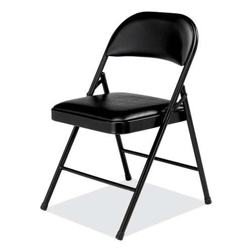 950 Series Vinyl Padded Steel Folding Chair, Supports Up To 250 Lb, 17.75" Seat Height, Black, 4/carton,ships In 1-3 Bus Days