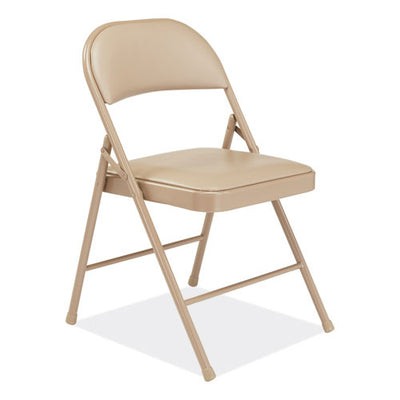 950 Series Vinyl Padded Steel Folding Chair, Supports Up To 250 Lb, 17.75" Seat Height, Beige, 4/carton,ships In 1-3 Bus Days
