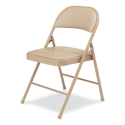 950 Series Vinyl Padded Steel Folding Chair, Supports Up To 250 Lb, 17.75" Seat Height, Beige, 4/carton,ships In 1-3 Bus Days