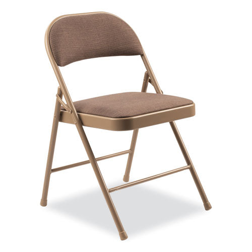 970 Series Fabric Padded Steel Folding Chair, Supports 250 Lb, 17.75" Seat Ht, Star Trail Brown, 4/ct, Ships In 1-3 Bus Days