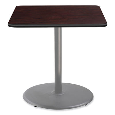 Cafe Table, 36w X 36d X 36h, Square Top/round Base, Mahogany Top, Gray Base, Ships In 1-3 Business Days