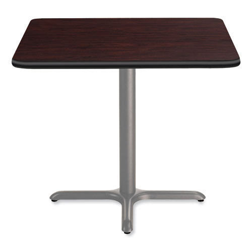 Cafe Table, 36w X 36d X 30h, Square Top/x-base, Mahogany Top, Gray Base, Ships In 1-3 Business Days