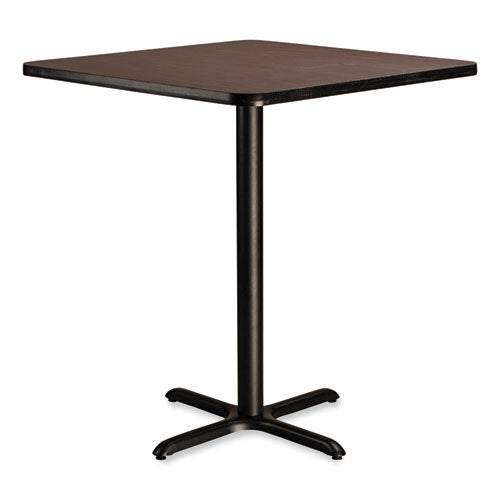 Cafe Table, 36w X 36d X 42h, Square Top/x-base, Mahogany Top, Black Base, Ships In 1-3 Business Days