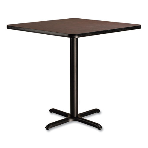 Cafe Table, 36w X 36d X 36h, Square Top/x-base, Mahogany Top, Black Base, Ships In 1-3 Business Days