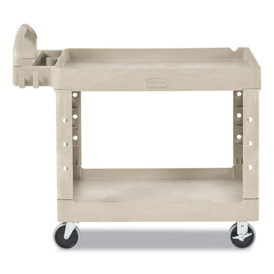 Heavy-duty Utility Cart With Lipped Shelves, Plastic, 2 Shelves, 500 Lb Capacity, 17.13" X 38.5" X 38.88", Beige