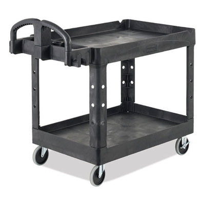 Heavy-duty Utility Cart With Lipped Shelves, Plastic, 2 Shelves, 500 Lb Capacity, 25.9" X 45.2" X 32.2", Black