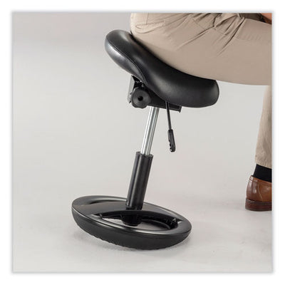 Twixt Sitting-height Saddle Seat Stool, Backless, Max 300lb, 19" To 24" High Seat,black Seat/base, Ships In 1-3 Business Days