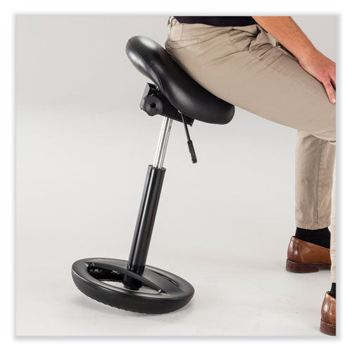 Twixt Extended-height Saddle Seat Stool, Backless, Supports 300lb, 22.9" To 32.7" High Black Seat, Ships In 1-3 Business Days