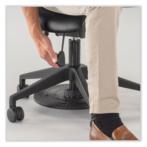 Saddle Seat Lab Stool, Backless, Supports Up To 250 Lb, 21.25"-26.25" High Black Seat, Black Base, Ships In 1-3 Business Days