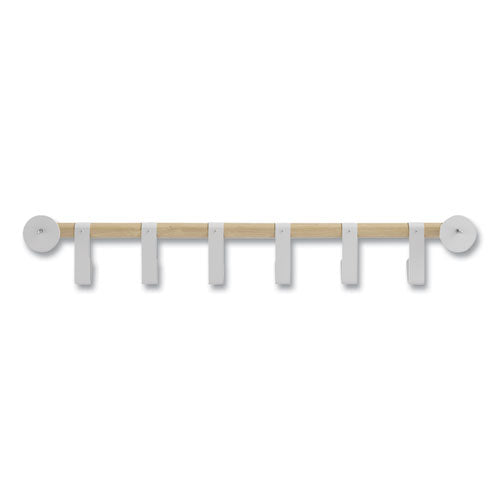 Resi Coat Wall Rack, 6 Hook, 36.25w X 4.25d X 6h, White, Ships In 1-3 Business Days