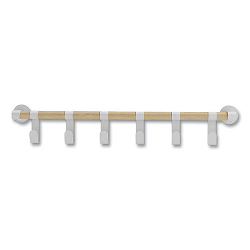 Resi Coat Wall Rack, 6 Hook, 36.25w X 4.25d X 6h, White, Ships In 1-3 Business Days