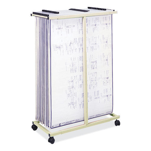 Mobile Vertical File, 12 Hanging Clamps, 39.25w X 16d X 52h, Tan, Ships In 1-3 Business Days